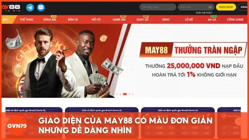 Giao diện của MAY88 có màu đơn giản nhưng dễ dàng nhìn