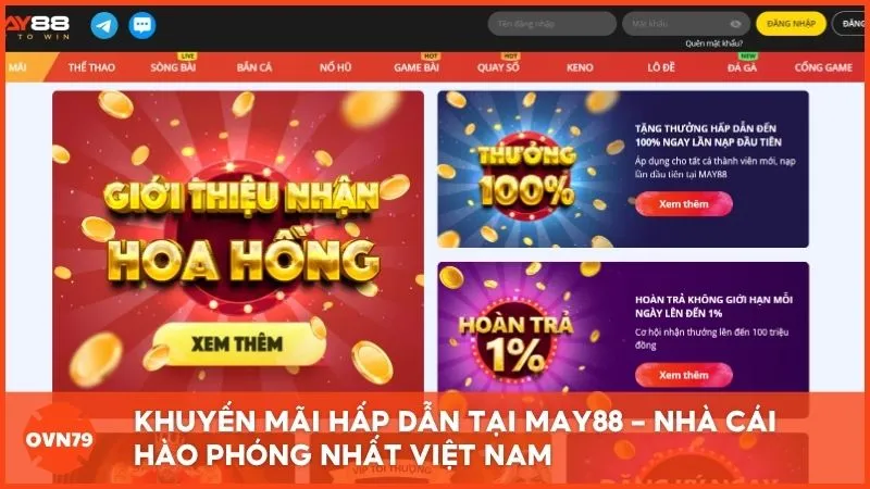 Khuyến mãi hấp dẫn tại MAY88 - Nhà cái hào phóng nhất Việt Nam
