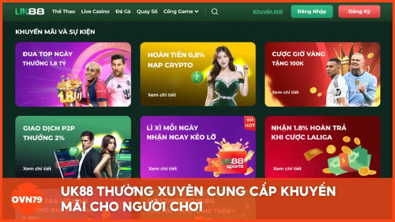 UK88 thường xuyên cung cấp khuyến mãi cho người chơi
