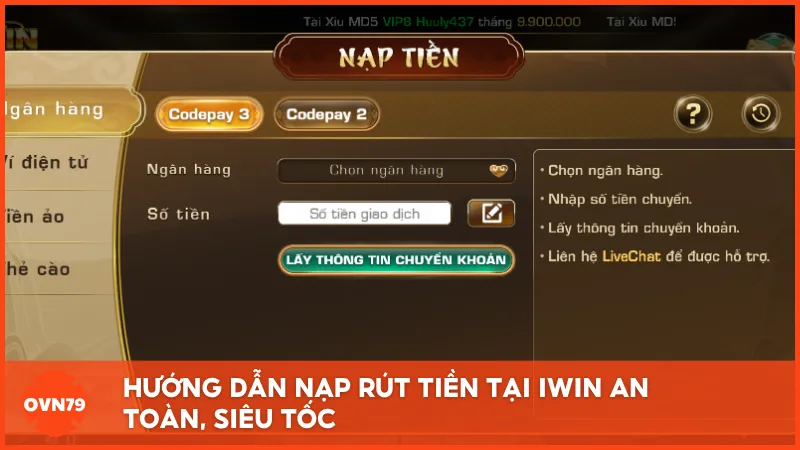 Hướng dẫn nạp rút tiền tại IWIN an toàn, siêu tốc