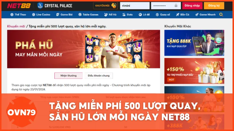 Tặng miễn phí 500 lượt quay, săn hũ lớn mỗi ngày