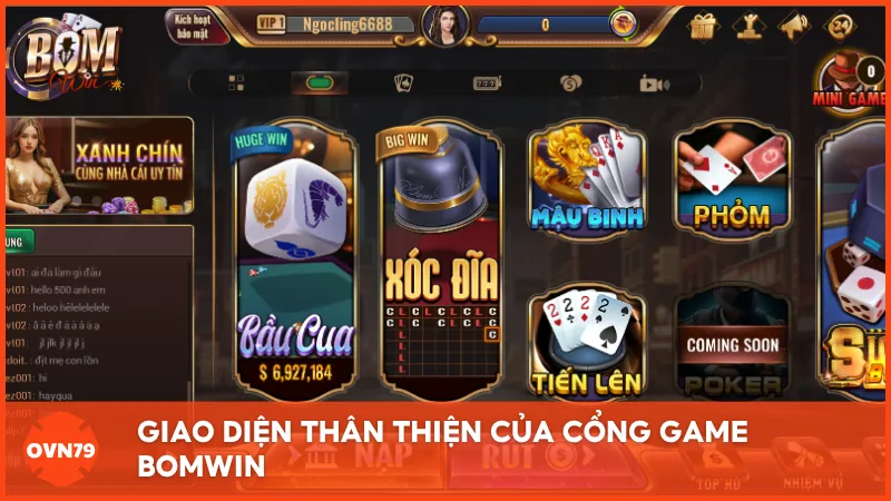 Giao diện thân thiện là một trong những yếu tố thu hút người chơi đến với cổng game