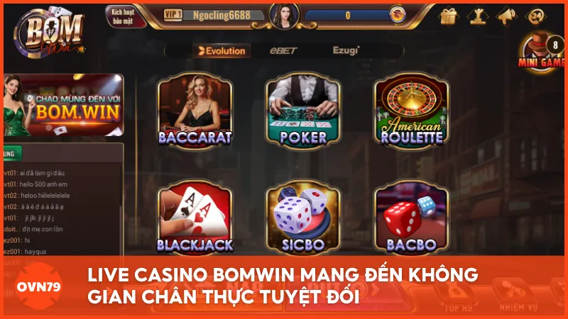 Live Casino BOMWIN mang đến không gian chân thực tuyệt đối