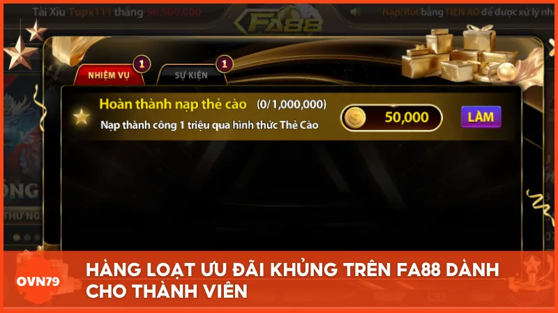 Fa88 là nhà cái-cổng game luôn chú trọng đến quyền lợi của hội viên thông qua chuỗi khuyến mãi được tổ chức đều đặn