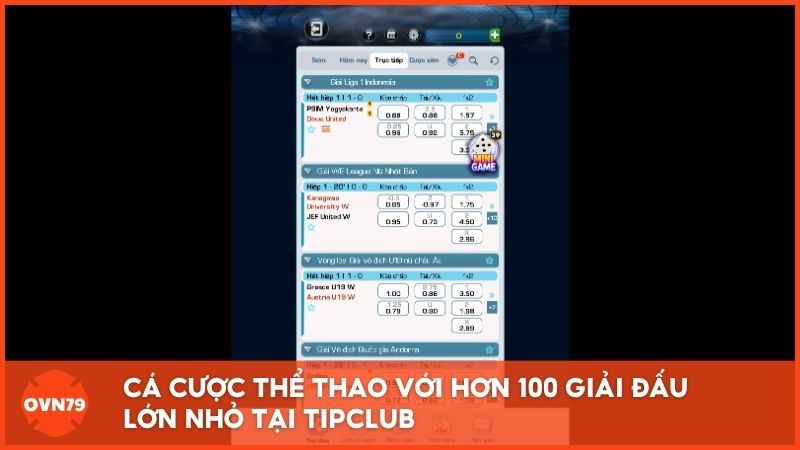 Cá cược thể thao với hơn 100 giải đấu lớn nhỏ được Tip Club cập nhật thường xuyên