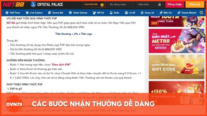 Các bước nhận thưởng dễ dàng