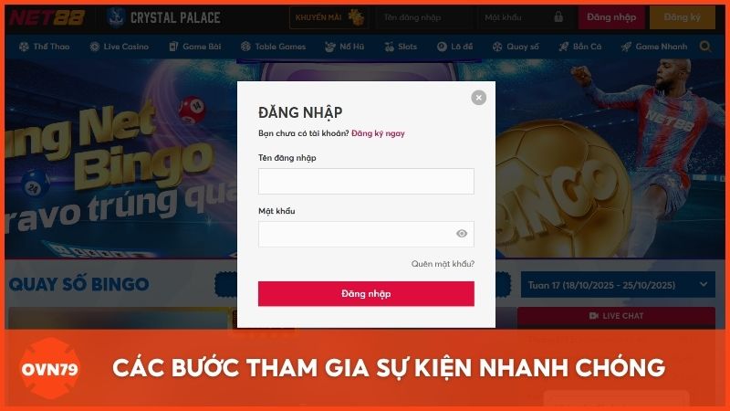 Các bước tham gia sự kiện nhanh chóng