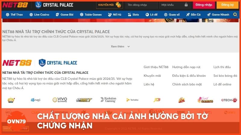 Chất lượng nhà cái ảnh hưởng bởi tờ chứng nhận