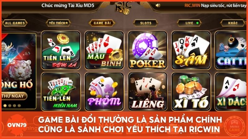 Game bài đổi thưởng là sản phẩm chính cũng là sảnh chơi yêu thích tại cổng game này