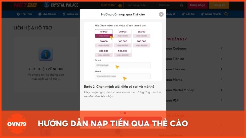 Hướng dẫn nạp tiền qua thẻ cào