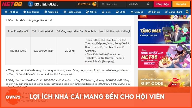 Lợi ích nhà cái mang đến cho hội viên