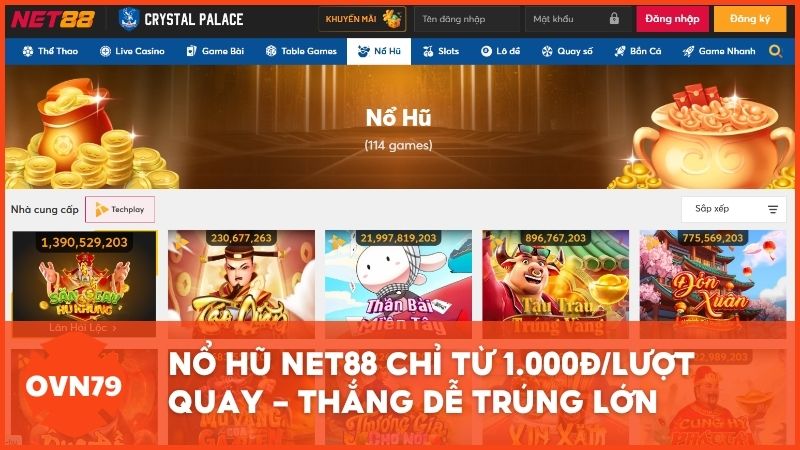 Nổ hũ Net88 chỉ từ 1.000đ/lượt quay - Thắng dễ trúng lớn