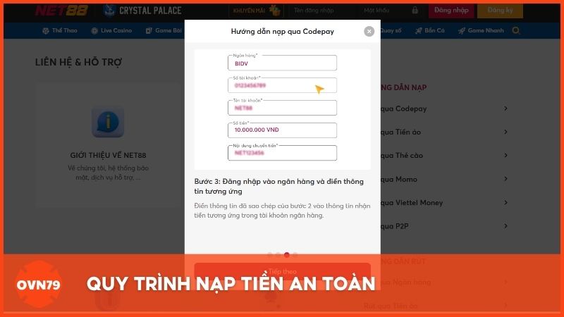 Quy trình nạp tiền an toàn