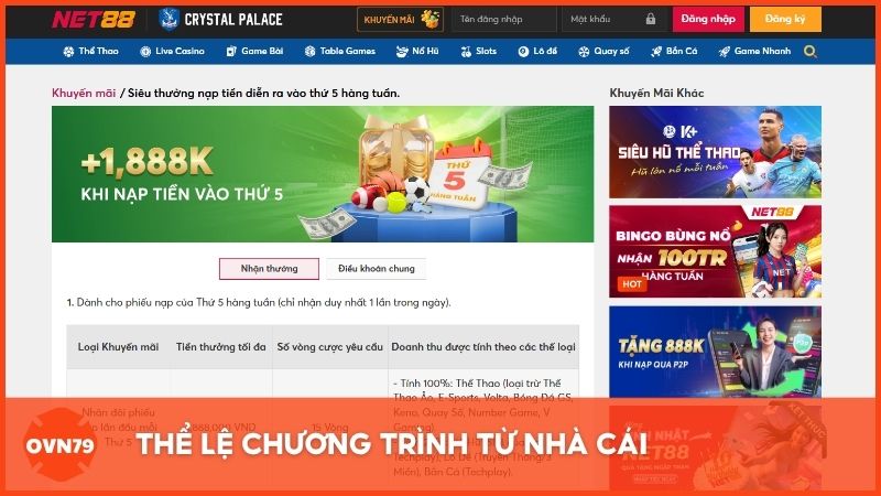 Thể lệ chương trình từ nhà cái