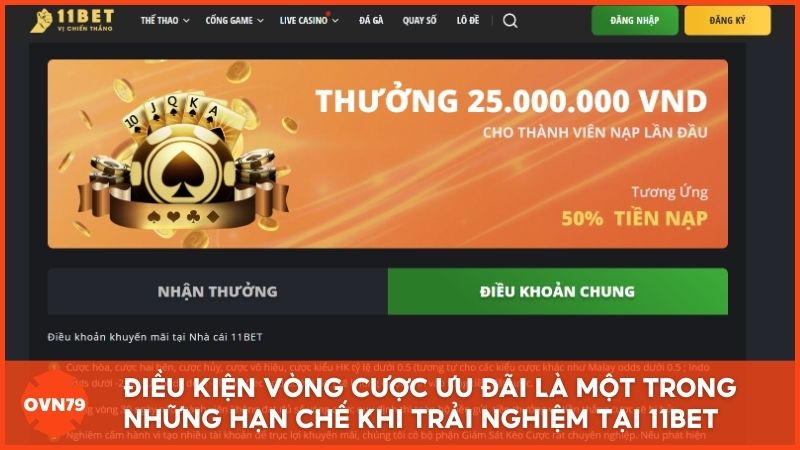 Điều kiện vòng cược ưu đãi là một trong những hạn chế khi trải nghiệm