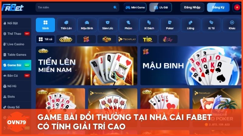 Game bài đổi thưởng tại nhà cái có tính giải trí cao