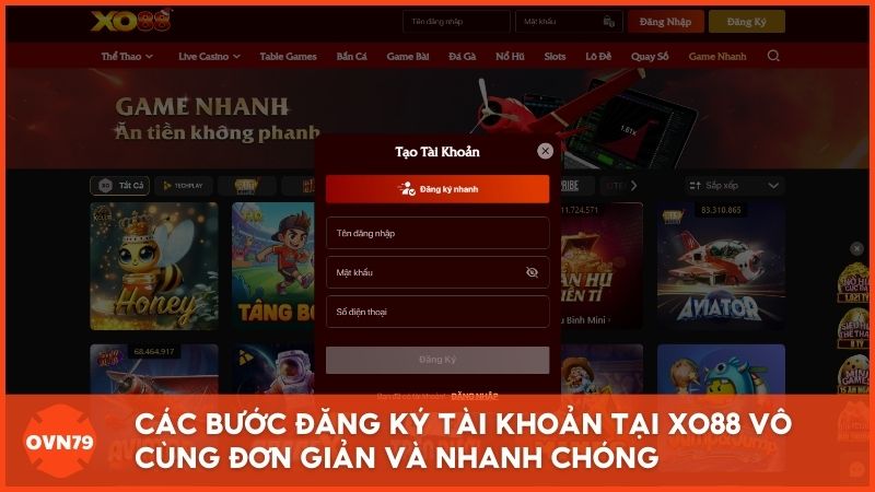 Các bước đăng ký tài khoản tại Xo88 vô cùng đơn giản và nhanh chóng, giúp tân thủ dễ dàng tiếp cận thế giới cá cược chuyên nghiệp