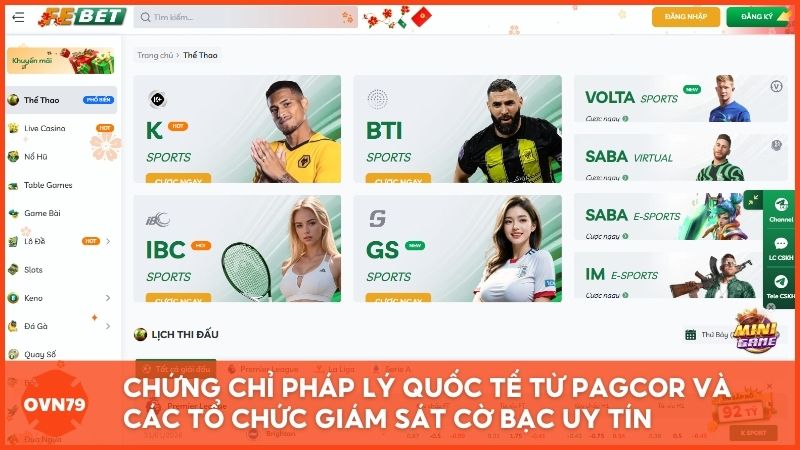 Chứng chỉ pháp lý quốc tế từ PAGCOR và các tổ chức giám sát cờ bạc uy tín khẳng định sự minh bạch tuyệt đối của nhà cái uy tín Febet.