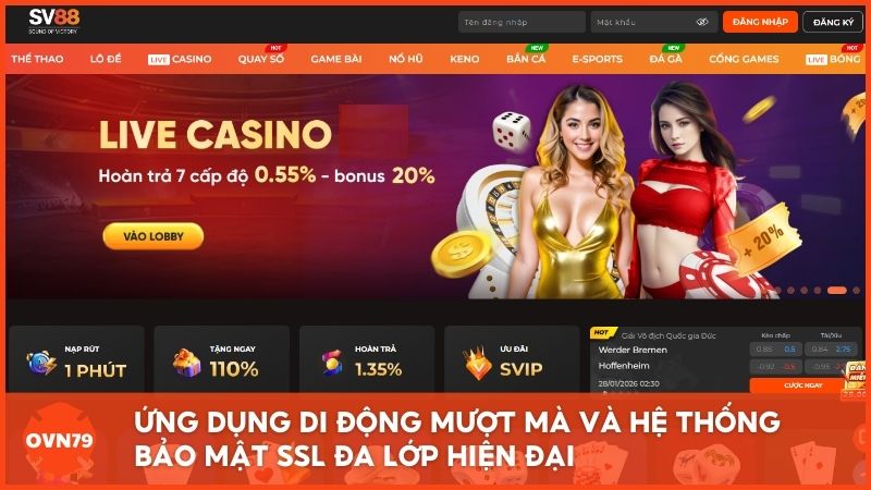 Nhà cái bóng đá Sv88 sở hữu ứng dụng di động mượt mà và hệ thống bảo mật SSL đa lớp hiện đại