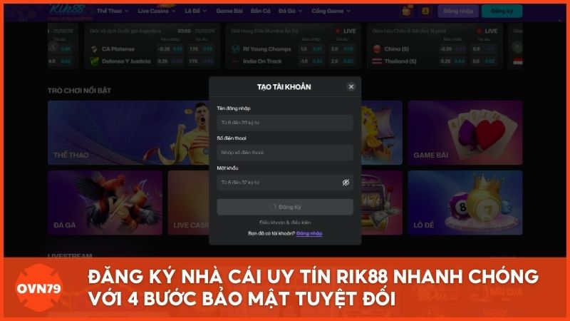 Tham gia Rik88 chỉ với 4 bước đơn giản, người chơi sẽ được đảm bảo an toàn và bảo mật tuyệt đối