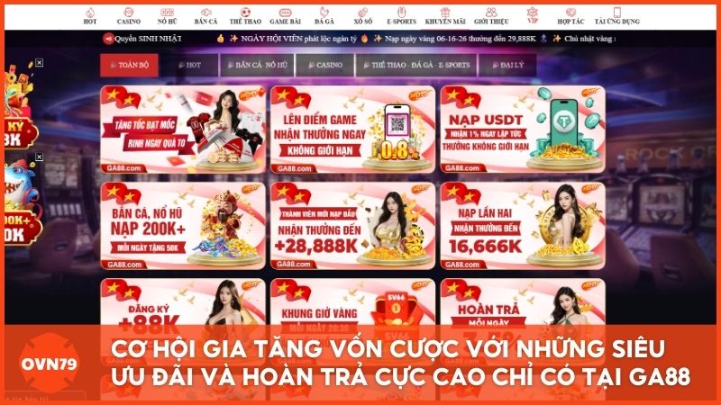 Tổng hợp những siêu ưu đãi và hoàn trả cực cao chỉ có tại nhà cái mới nổi bật Ga88 – cơ hội gia tăng vốn cược hấp dẫn cho mọi thành viên