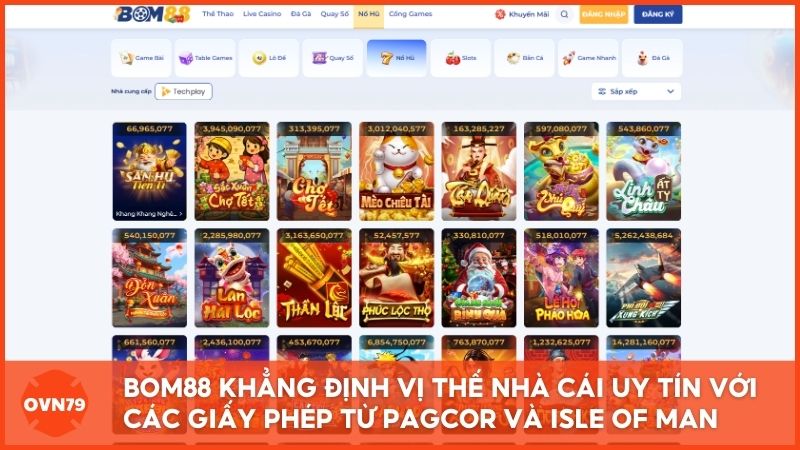Bom88.com sở hữu nền tảng pháp lý vững chắc với các giấy phép từ PAGCOR và Isle of Man, khẳng định vị thế nhà cái uy tín Bom88