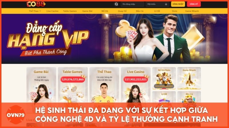 Hệ sinh thái giải trí đa dạng tại Co88.com với sự kết hợp hoàn hảo giữa công nghệ đồ họa 4D và tỷ lệ thưởng cạnh tranh