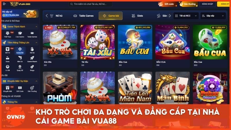 Khám phá kho trò chơi đa dạng và đẳng cấp tại nhà cái game bài Vua88 – Nơi hội tụ của những siêu phẩm cá cược 2025