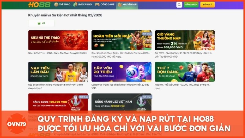 Tổng hợp các siêu ưu đãi tại Ho88 – Một trong những top nhà cái uy tín hào phóng nhất với các gói bảo hiểm cược thua và thưởng nạp giờ vàng