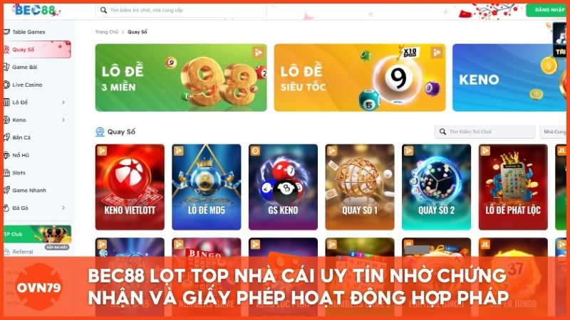 Hệ thống chứng nhận và giấy phép hoạt động hợp pháp giúp nhà cái uy tín Bec88 luôn góp mặt trong top nhà cái uy tín đáng chơi nhất hiện nay