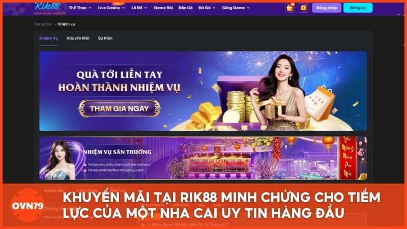 Tổng hợp các sự kiện khuyến mãi bùng nổ tại Rik88, minh chứng cho tiềm lực tài chính mạnh mẽ của một nha cai uy tin hàng đầu