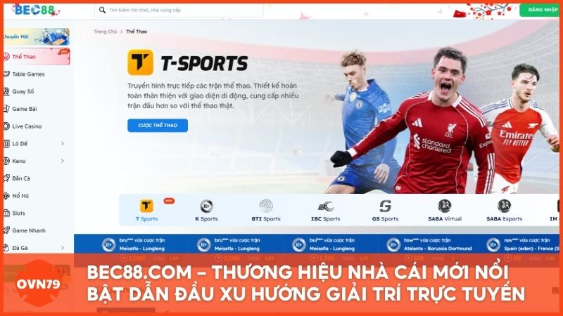 Giao diện trang chủ hiện đại của Bec88.com – Thương hiệu nhà cái mới nổi bật đang dẫn đầu xu hướng giải trí trực tuyến năm 2025