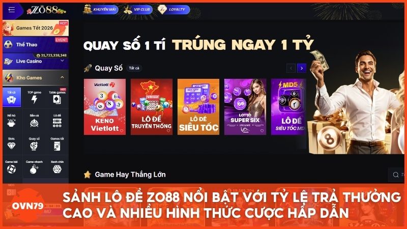 Đa dạng loại hình Xổ số siêu tốc và Keno tại Zo88 giúp người chơi thỏa mãn đam mê những con số mọi lúc mọi nơi