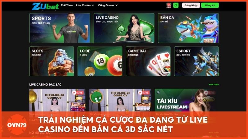 Thế giới giải trí phong phú tại ZUBET.com: Từ Live Casino trực tuyến đến các siêu phẩm nổ hũ, bắn cá đồ họa 3D sắc nét